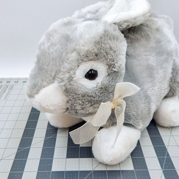 Dan Dee Collectors Choice Grey Bunny Rabbit Plush Stuffed Animal 17 Inch Bow - Picture 10 of 11
